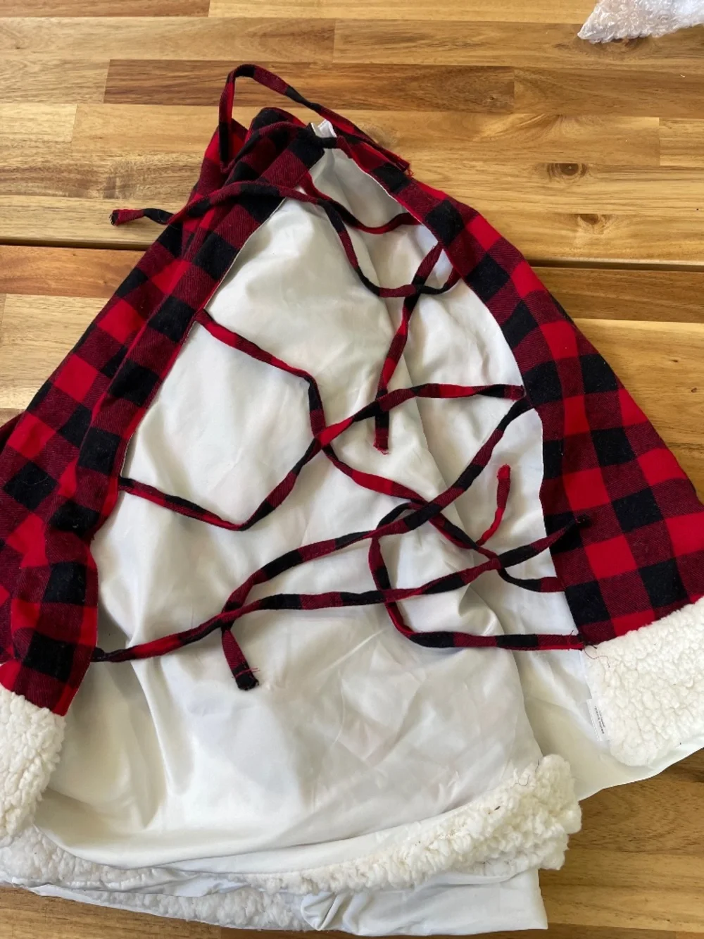 GENTLY USED - Target Lumberjack red and black plaid Christmas/Holiday tree skirt